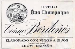 etiqueta antigua de coñac bordeñes